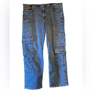 American Eagle Outfitters Straight Leg Cargo Jeans - Blue